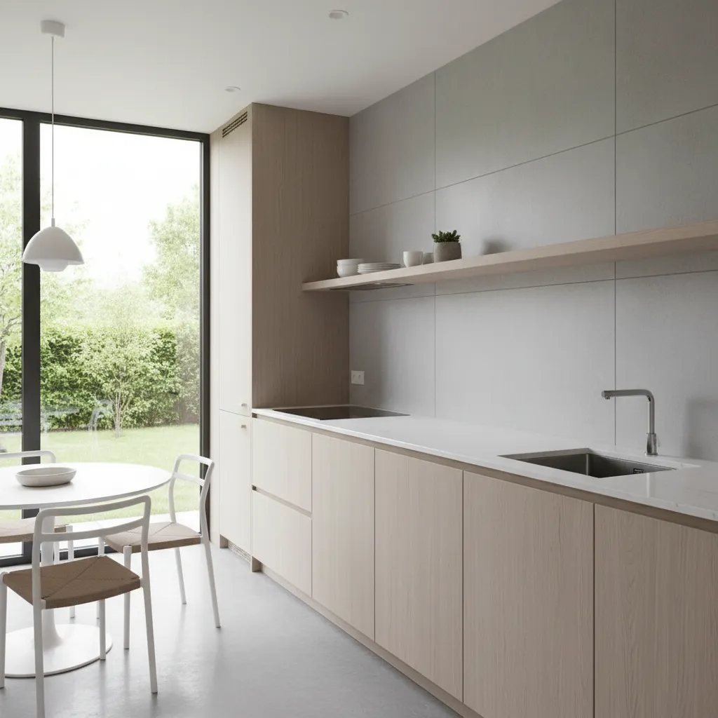 Dapur memanjang pada rumah kecil minimalis