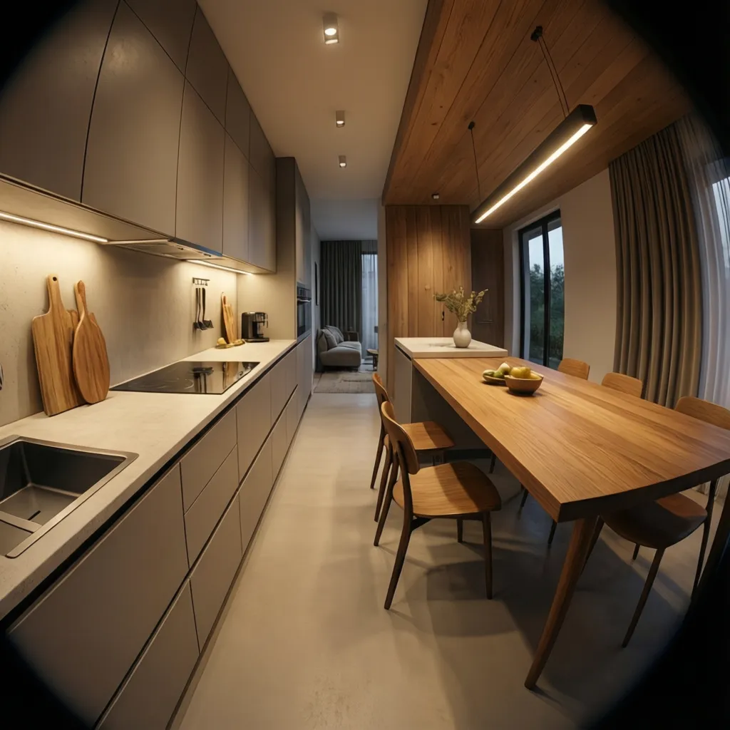 Desain dapur linear untuk rumah kecil