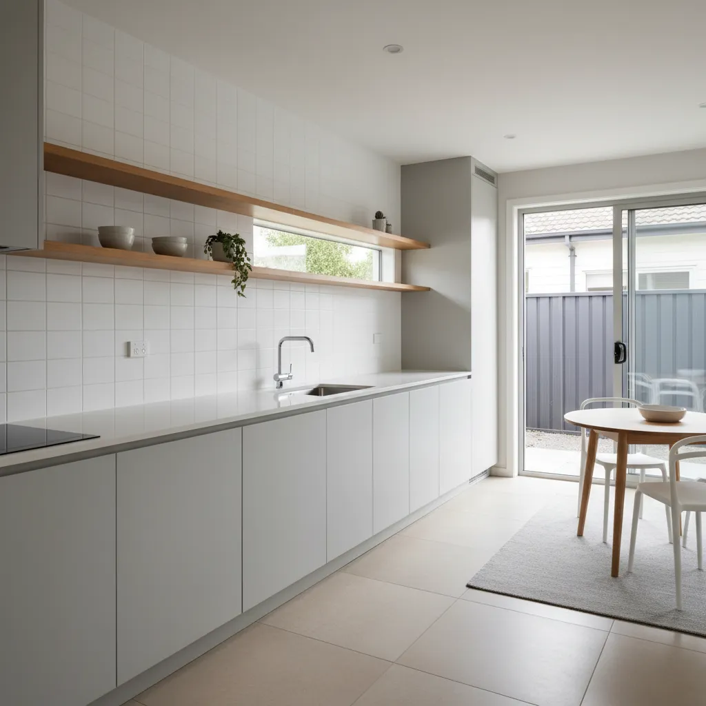 Contoh dapur linear sederhana untuk rumah ukuran 9x12