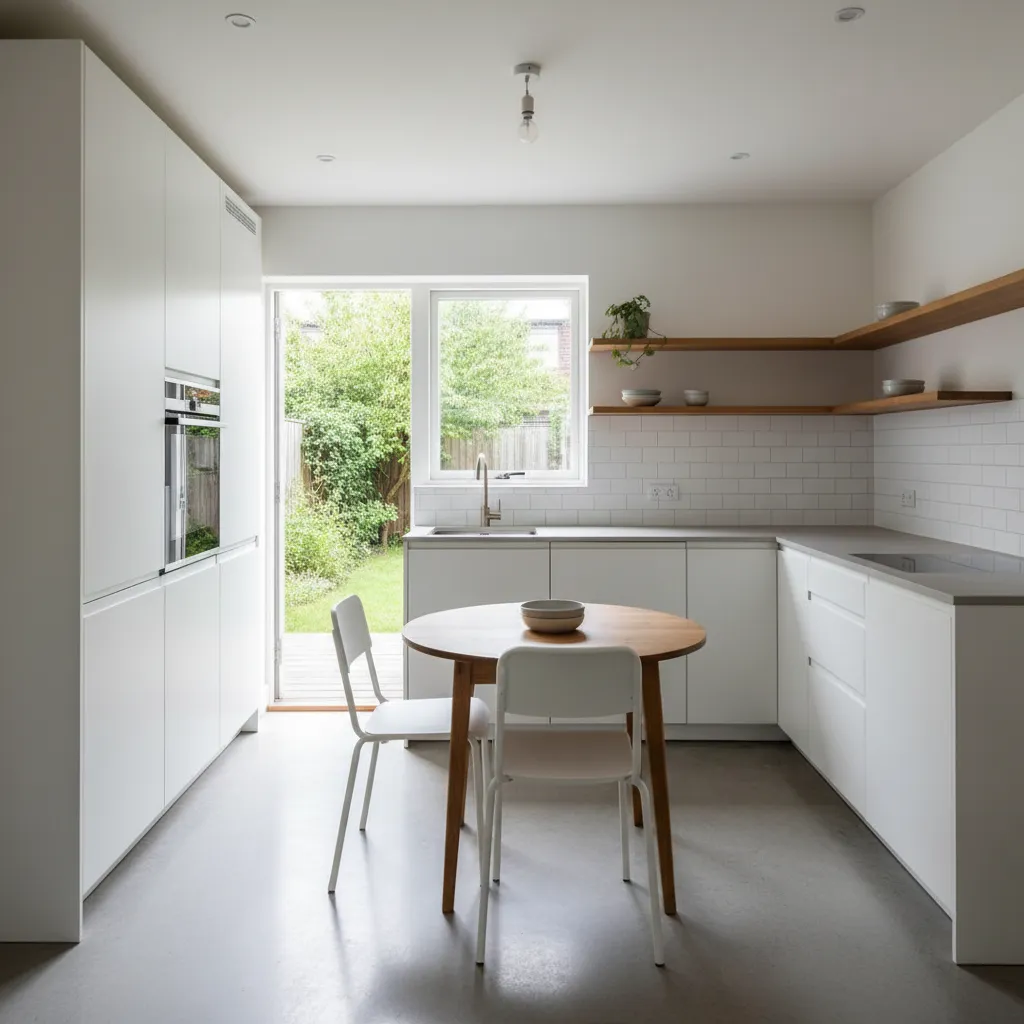 Dapur kecil rumah minimalis di bagian belakang rumah