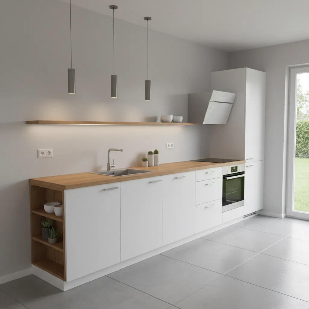 Desain dapur linear untuk rumah kecil