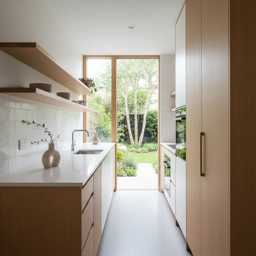 Desain dapur minimalis linear untuk rumah sempit