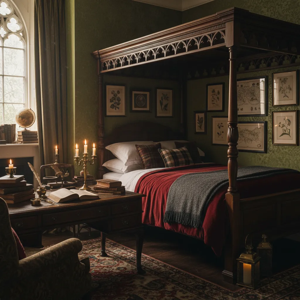 Dormitorio estilo academia oscura inspirado en Harry Potter