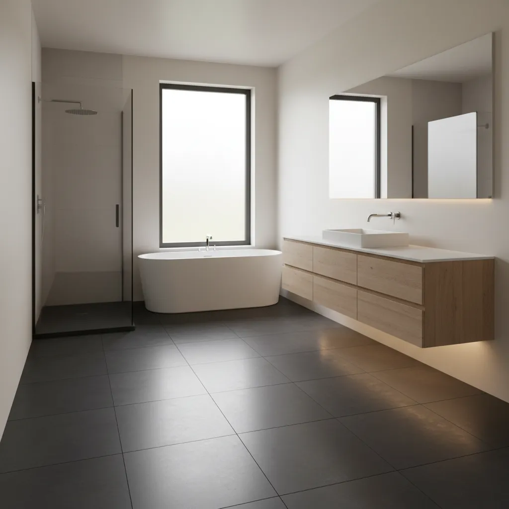 Dark Bathroom Floor Materials Compared