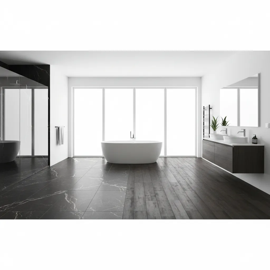 Dark Bathroom Floors Tile vs Marble vs Vinyl Comparison