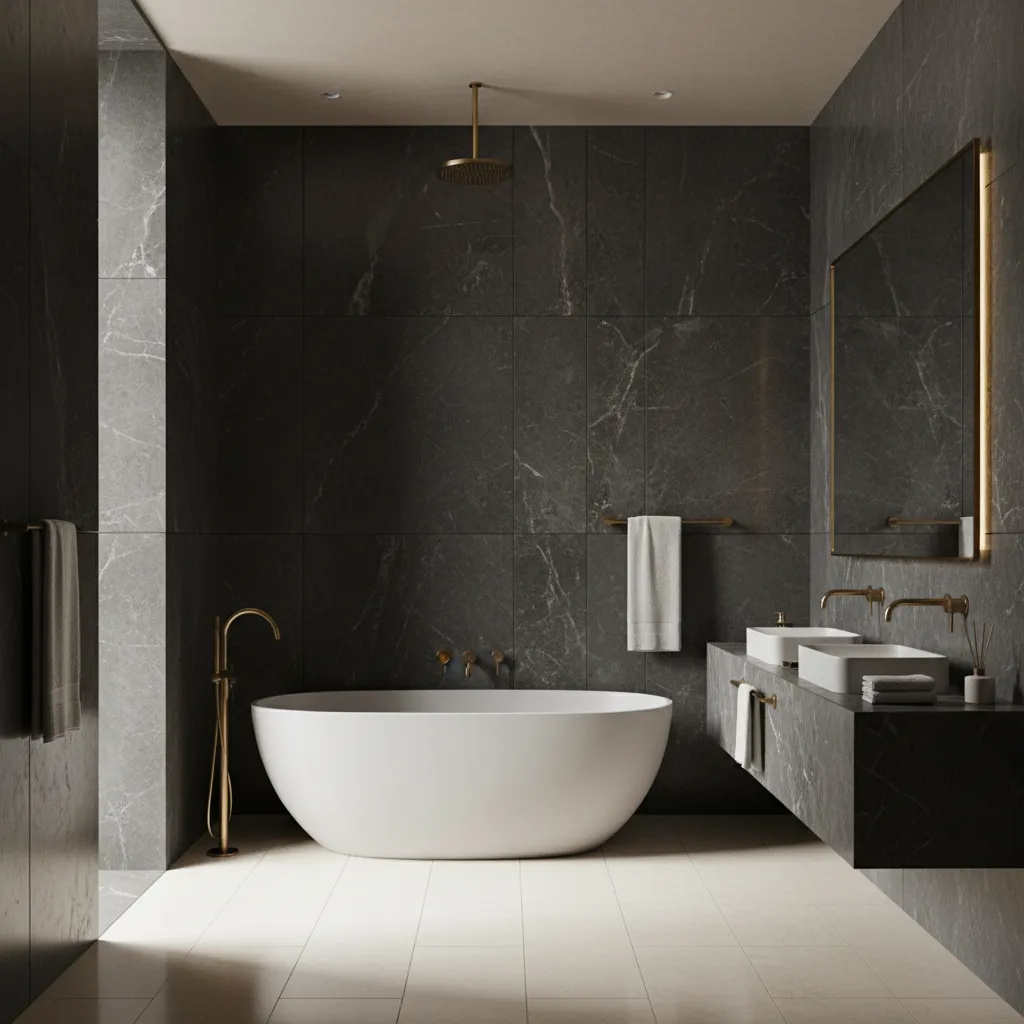 5 Dark Gray Luxury Bathroom Design Ideas: How interior designers use dark gray to create sophisticated, high-end bathroom spaces