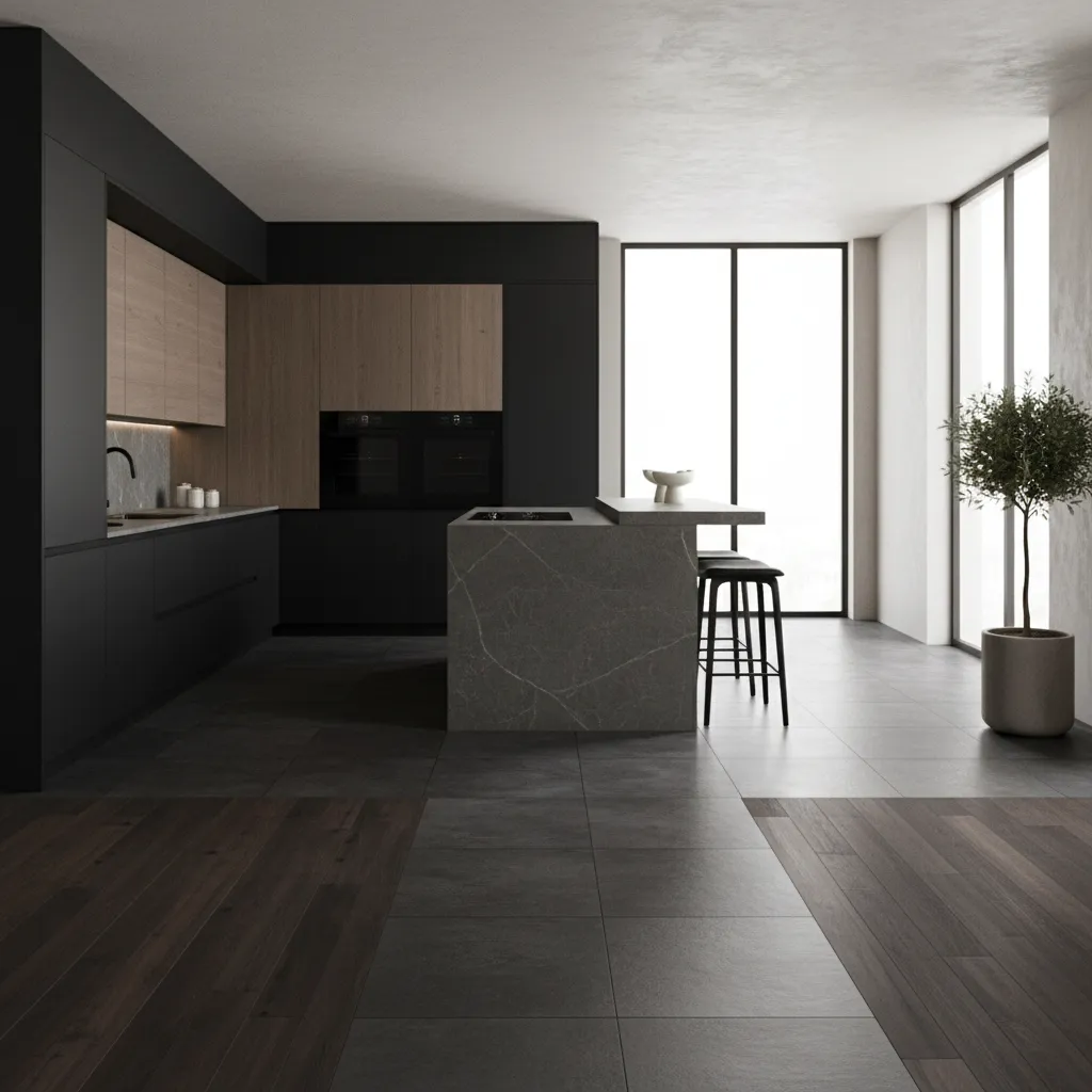 Dark Kitchen Floor Materials Compared: Hardwood vs Tile vs Vinyl