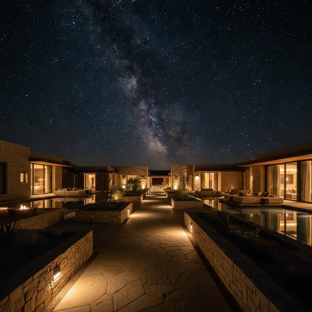 resort pathway lighting designed to preserve dark sky visibility