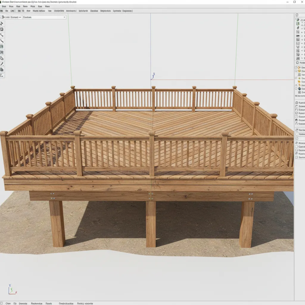 Digital deck model used to estimate decking boards railings and support posts