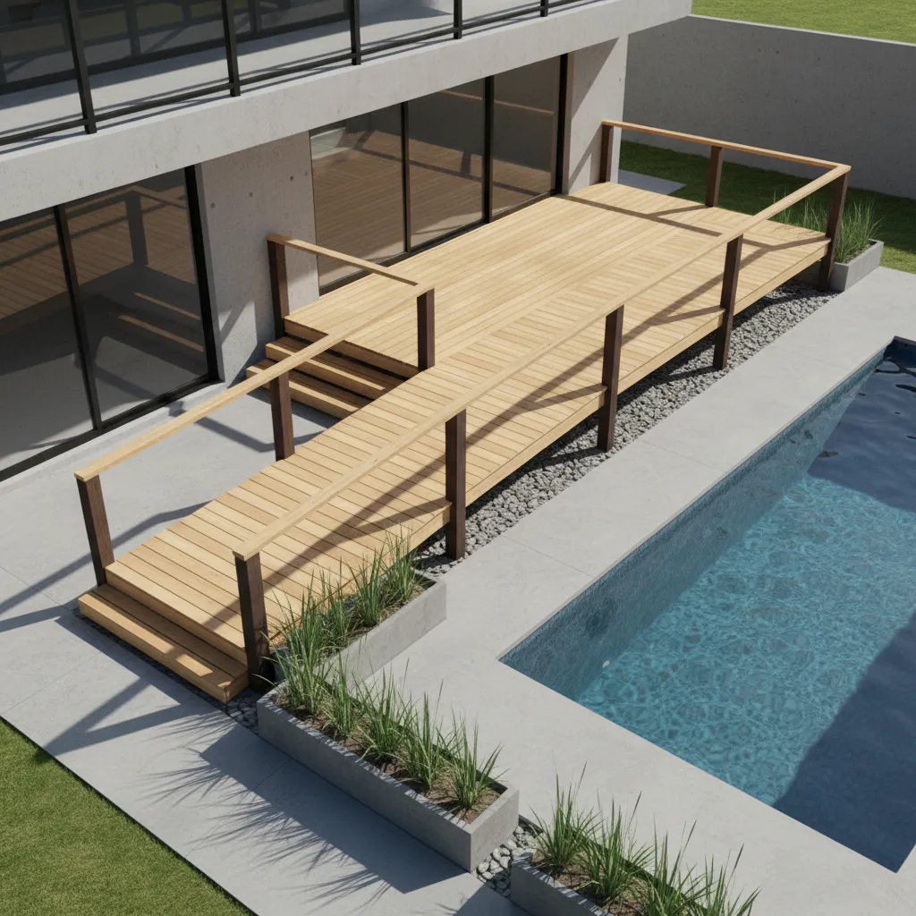 Deck design concept showing ramp length planning and deck structure layout