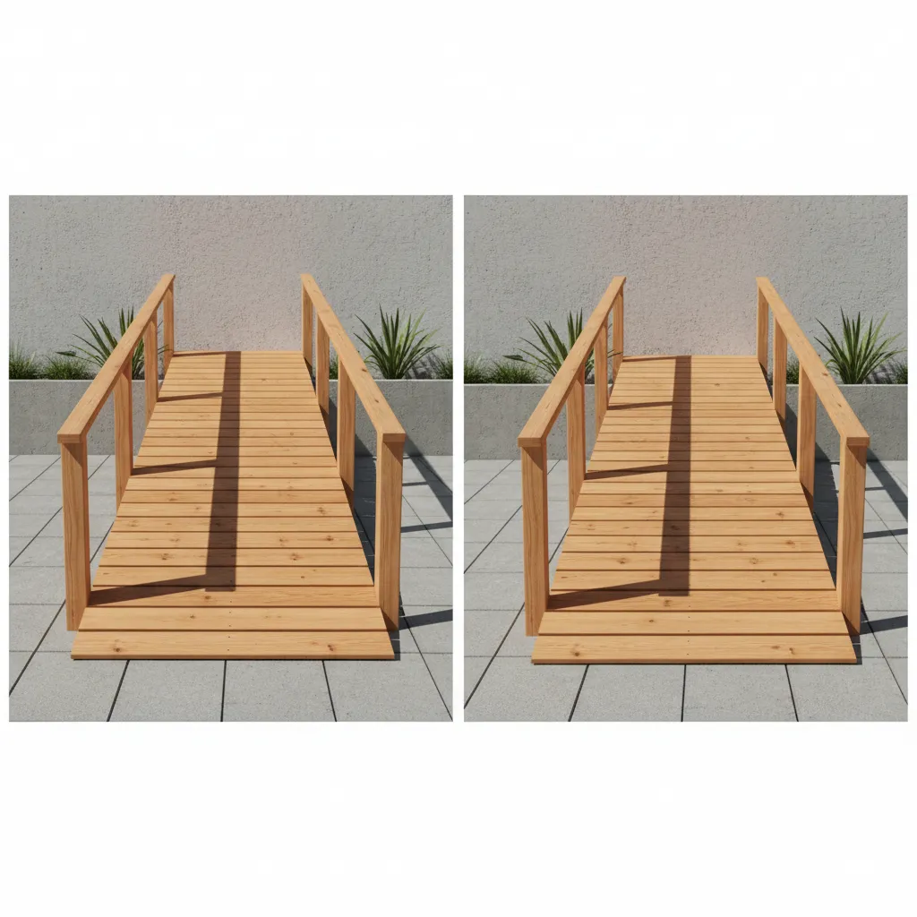 visual comparison of steep ramp versus safe ramp slope for residential deck access