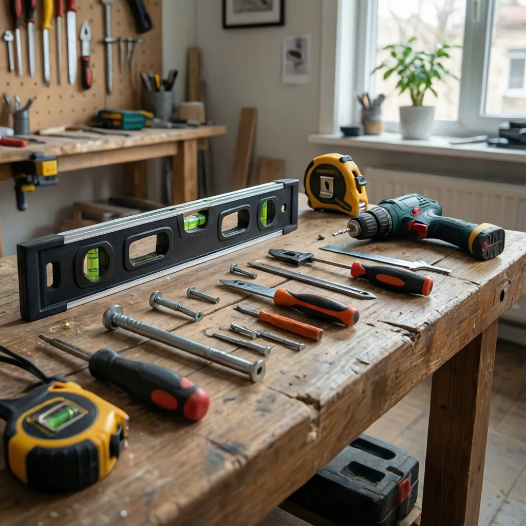 Professional tools used for accurate wall decor installation