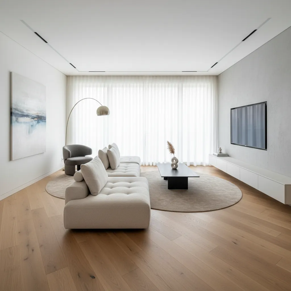 Apartamento moderno con decoración minimalista y mobiliario bien proporcionado