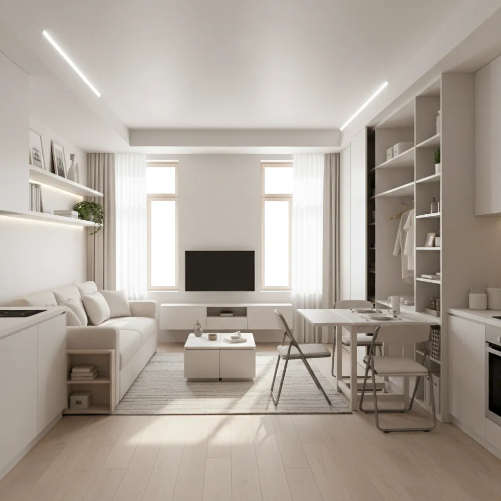 Diseño optimizado de un apartamento pequeño en un simulador 3D