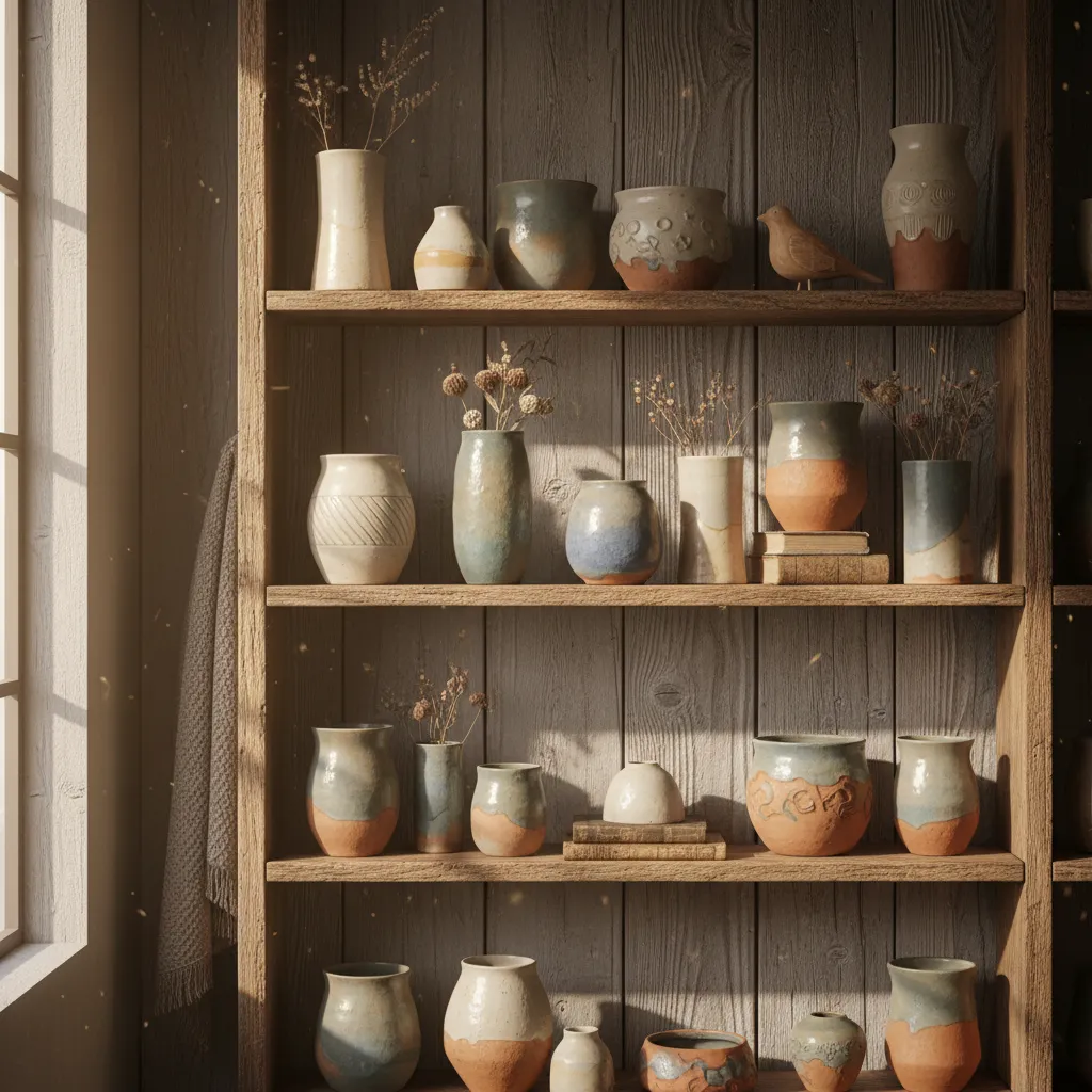 Decoración con cerámica artesanal en interior rústico