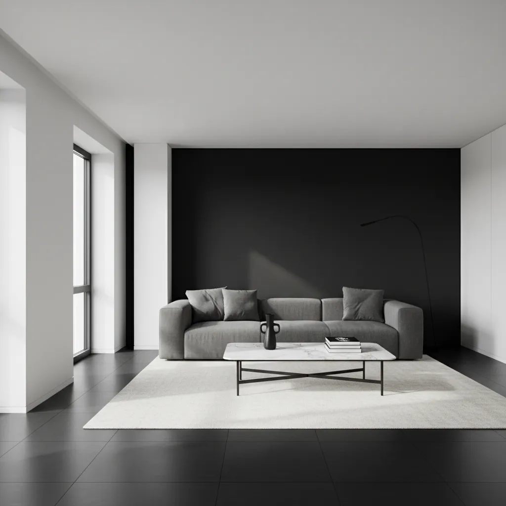 Decoración de interiores con pintura blanco y negro