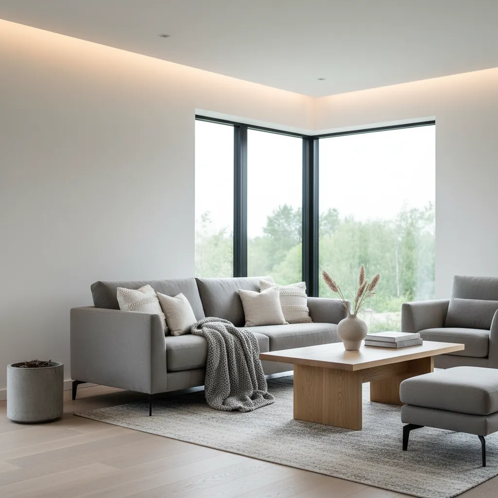 Decoraciones interiores de casas en gris y blanco