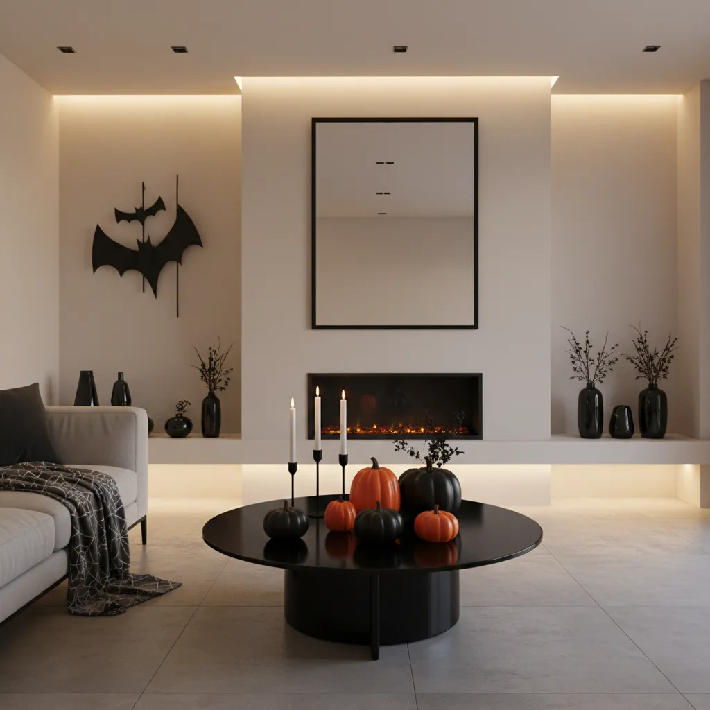 Decoración minimalista de Halloween en interior moderno