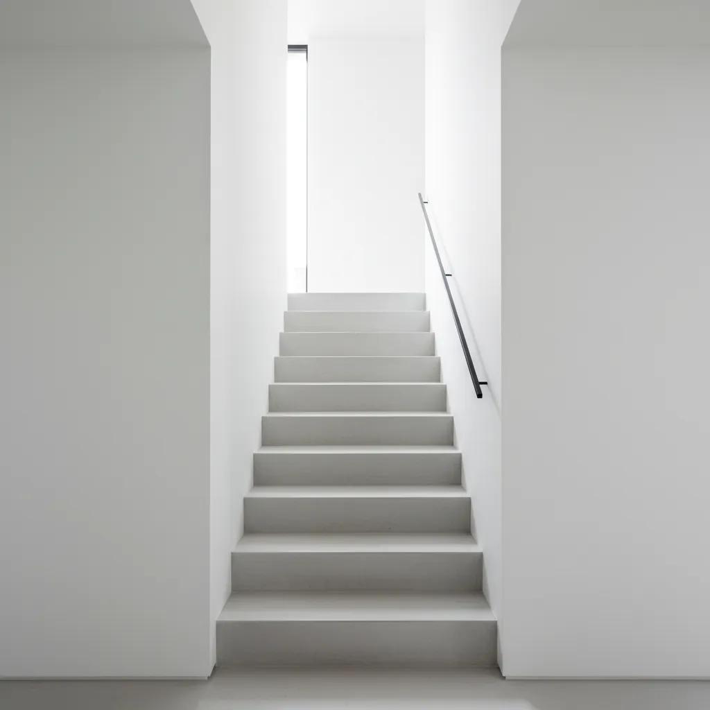 Escalera minimalista de cemento con diseño limpio y moderno