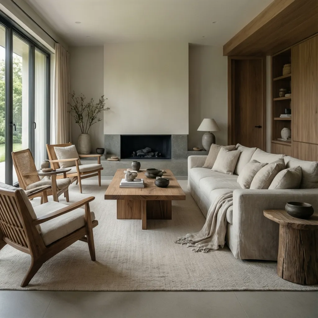 Decoración sutil y equilibrada en un salón moderno