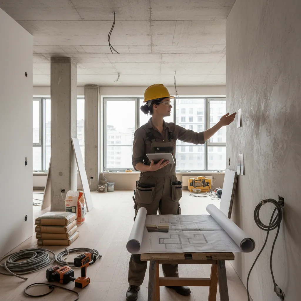 Decorador de interiores revisando una reforma en obra