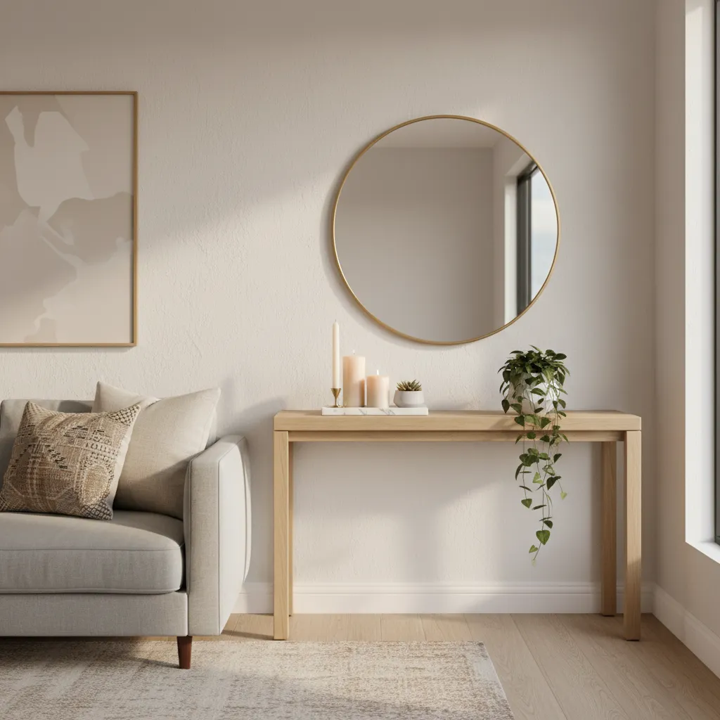 Styled living room vignette used for product display at a decorating party