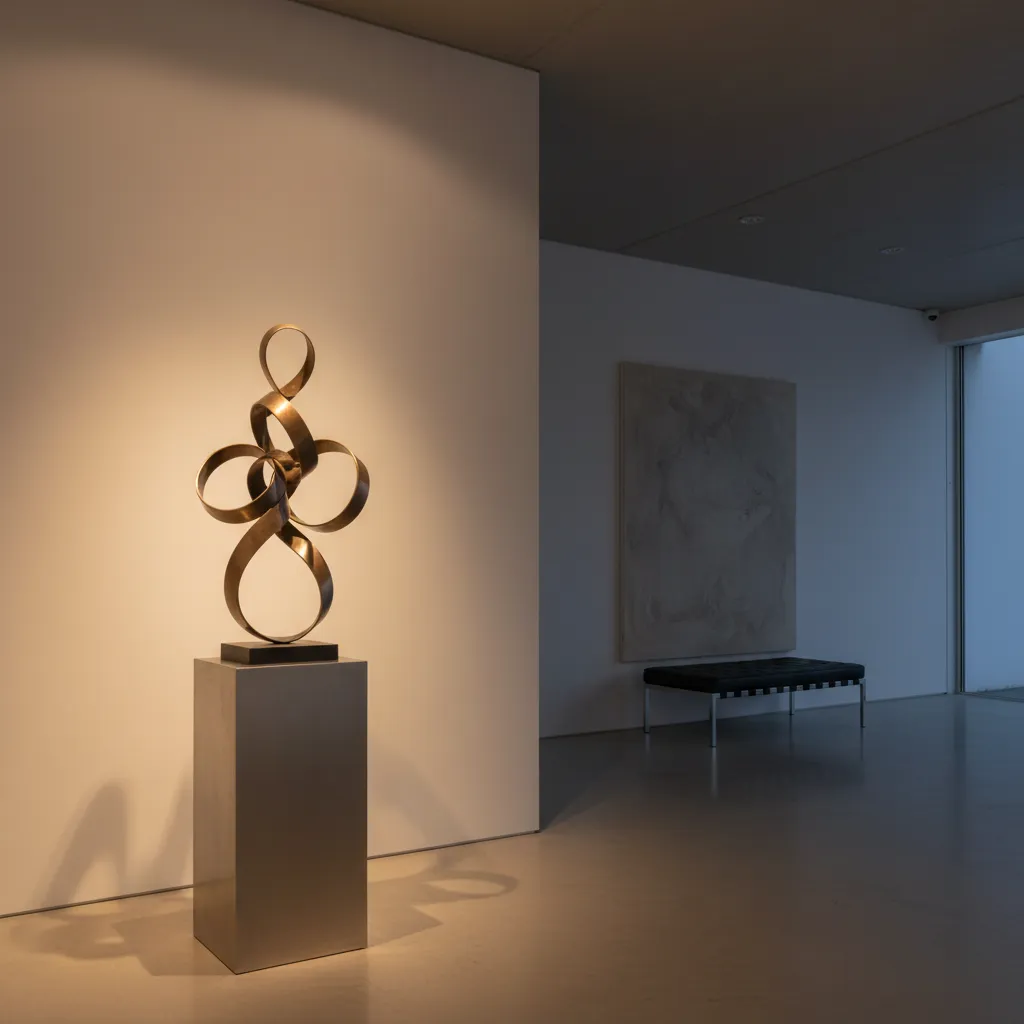 Figura decorativa iluminada con luz puntual en interior moderno