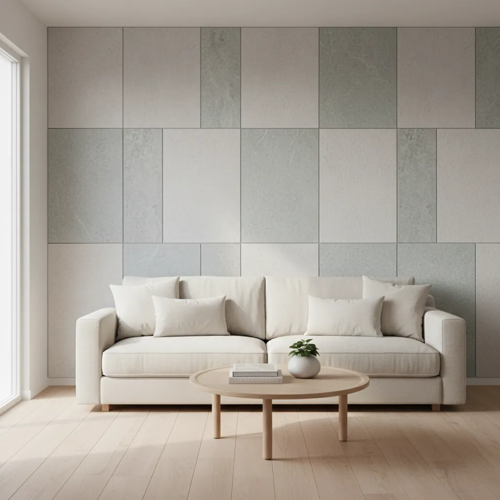 living room wall finished with decorative insulated panels