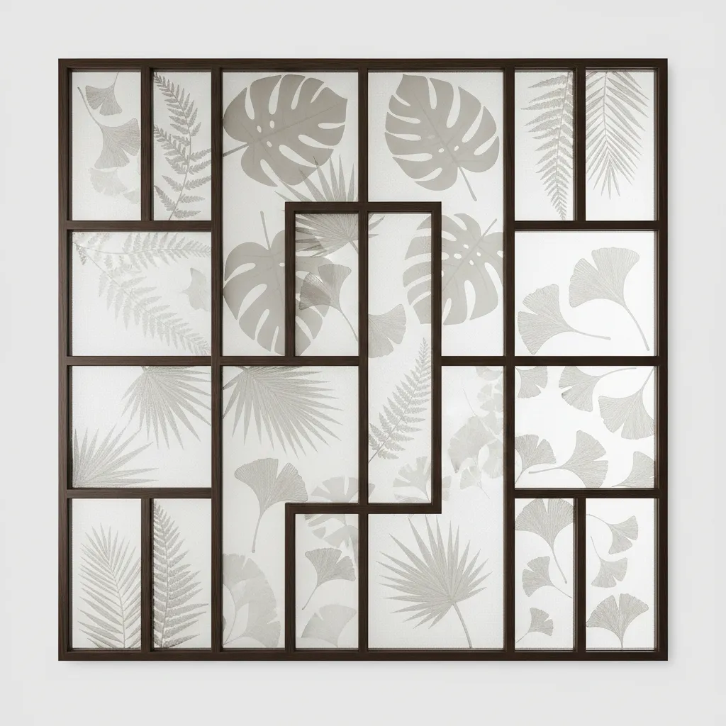 Diferentes diseños de cristales decorativos con hojas