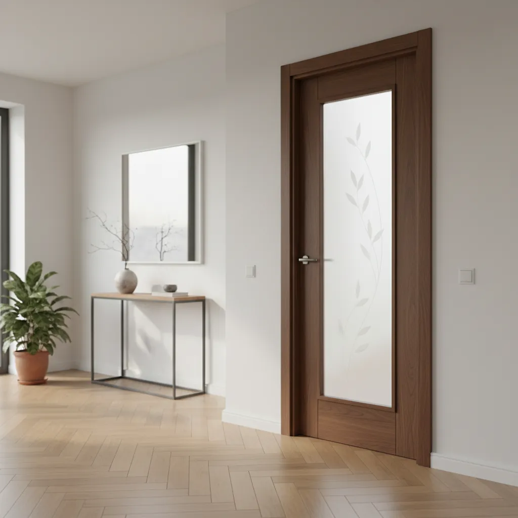 Cristales decorativos con hojas para puertas de interior