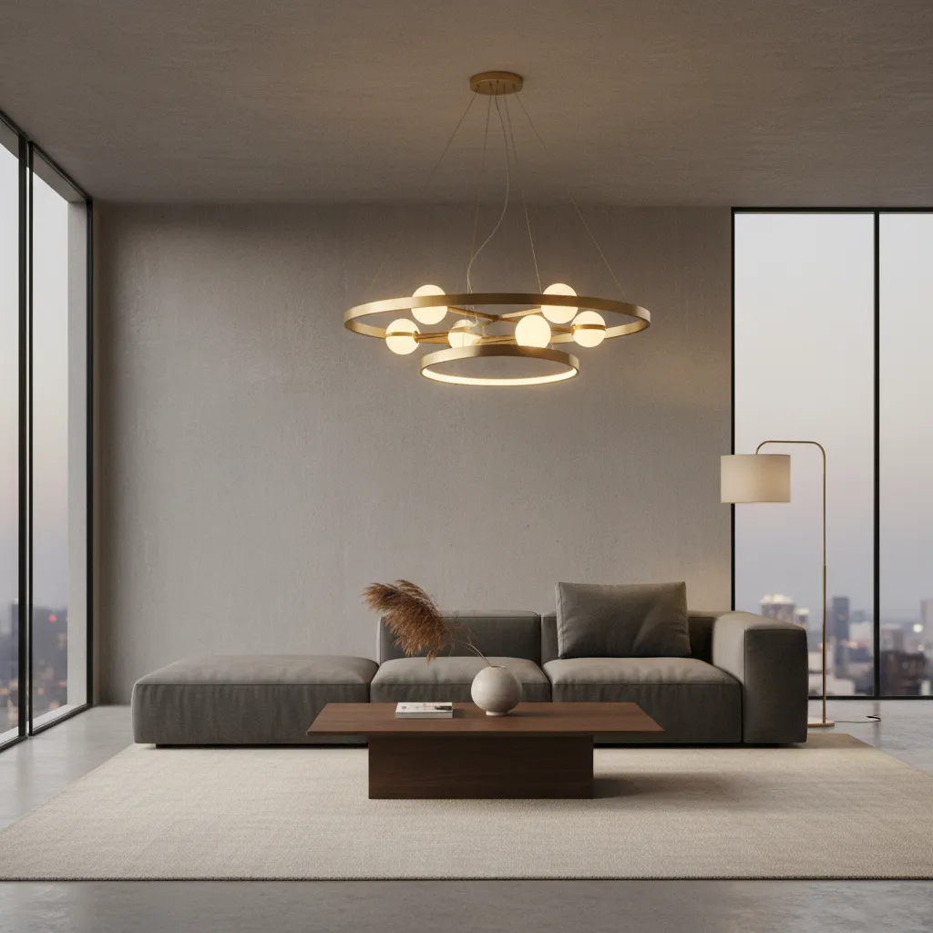 Lámpara decorativa moderna en un interior contemporáneo