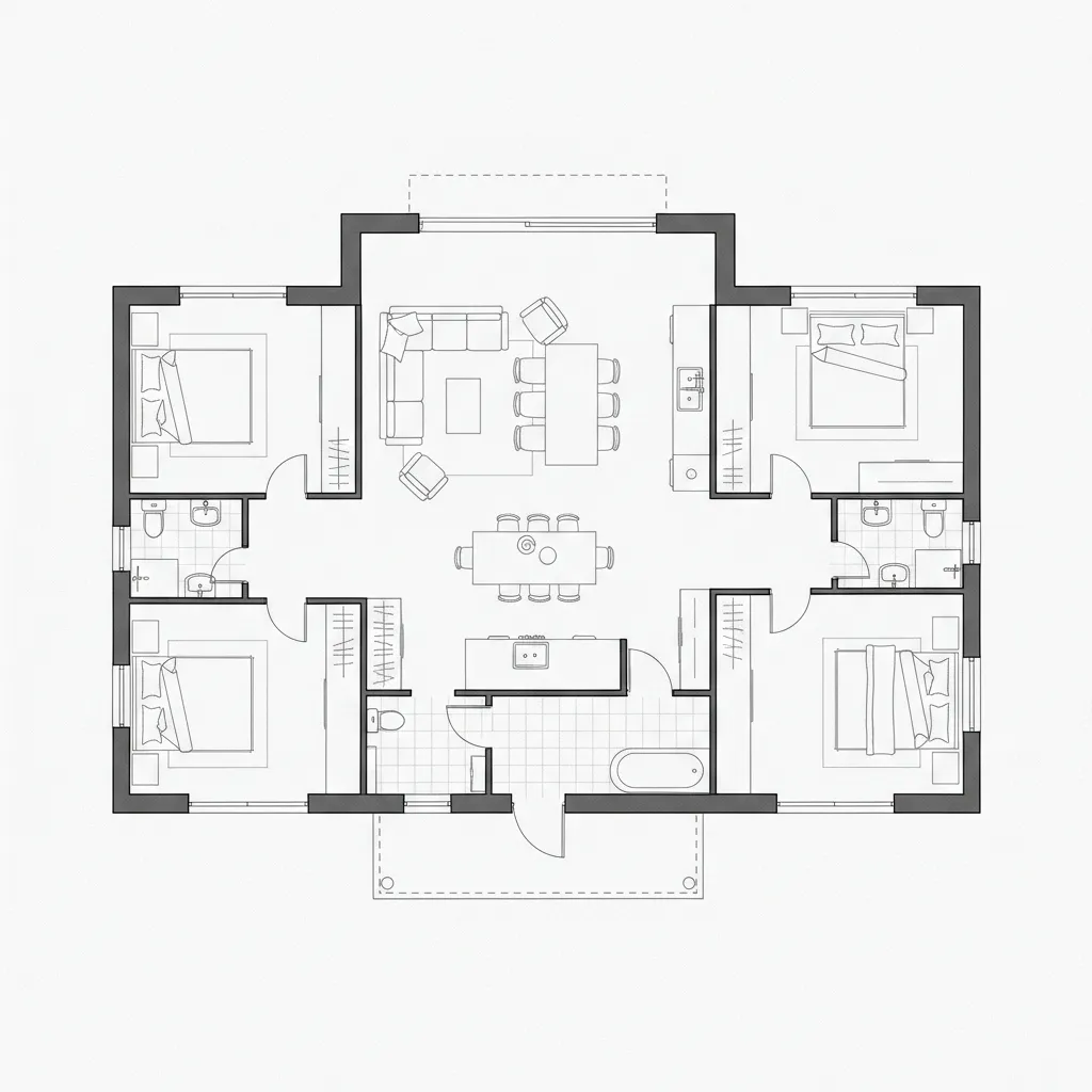 Contoh denah rumah tiga kamar yang efisien