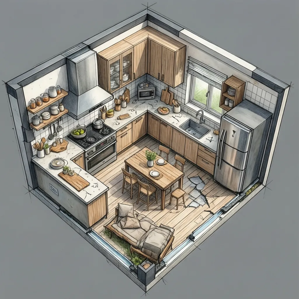 Layout dapur pada denah rumah sederhana