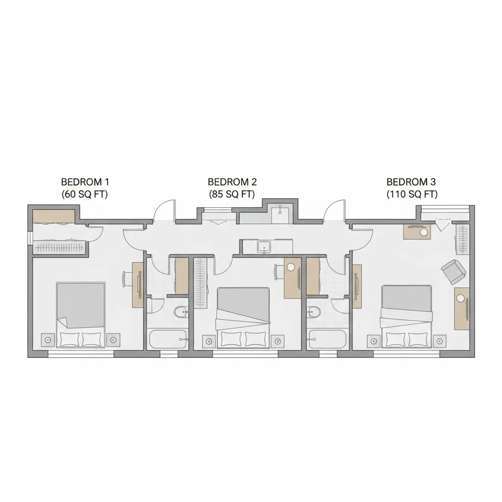 Perbandingan ukuran kamar dalam rumah kecil