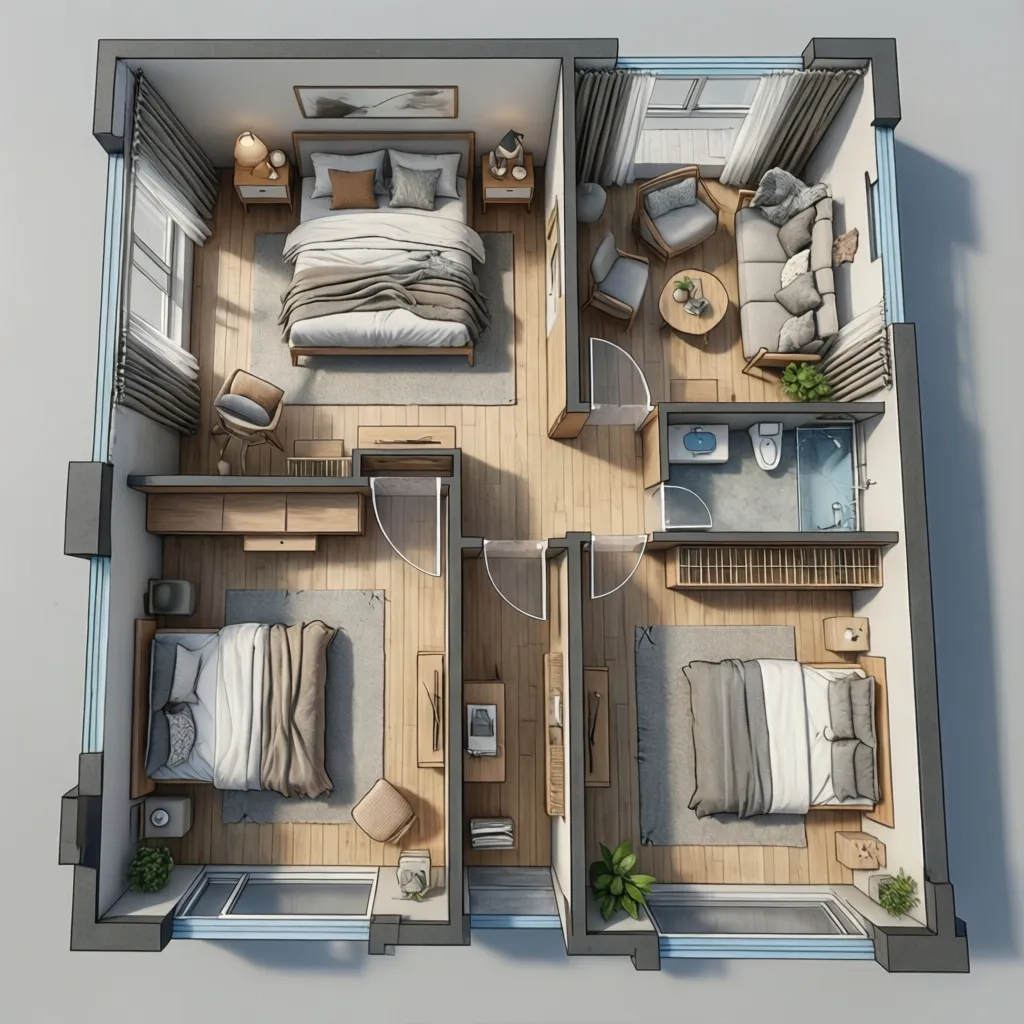 Contoh ukuran kamar tidur rumah type 50