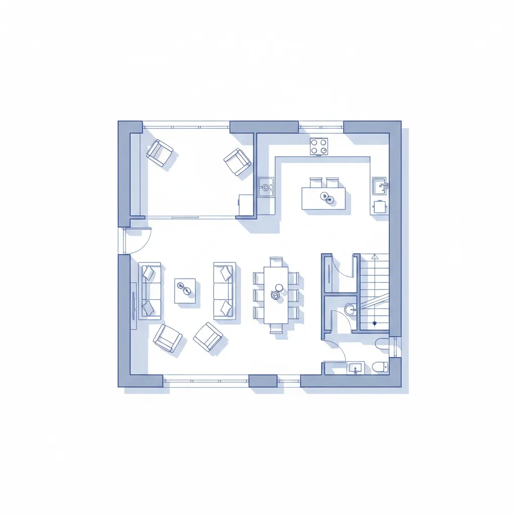 Contoh denah lantai pertama rumah lebar 6 meter