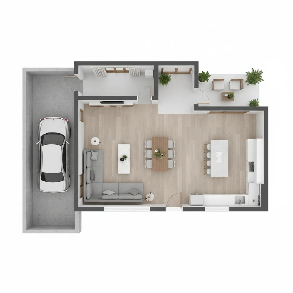 Denah lantai satu rumah 6x20