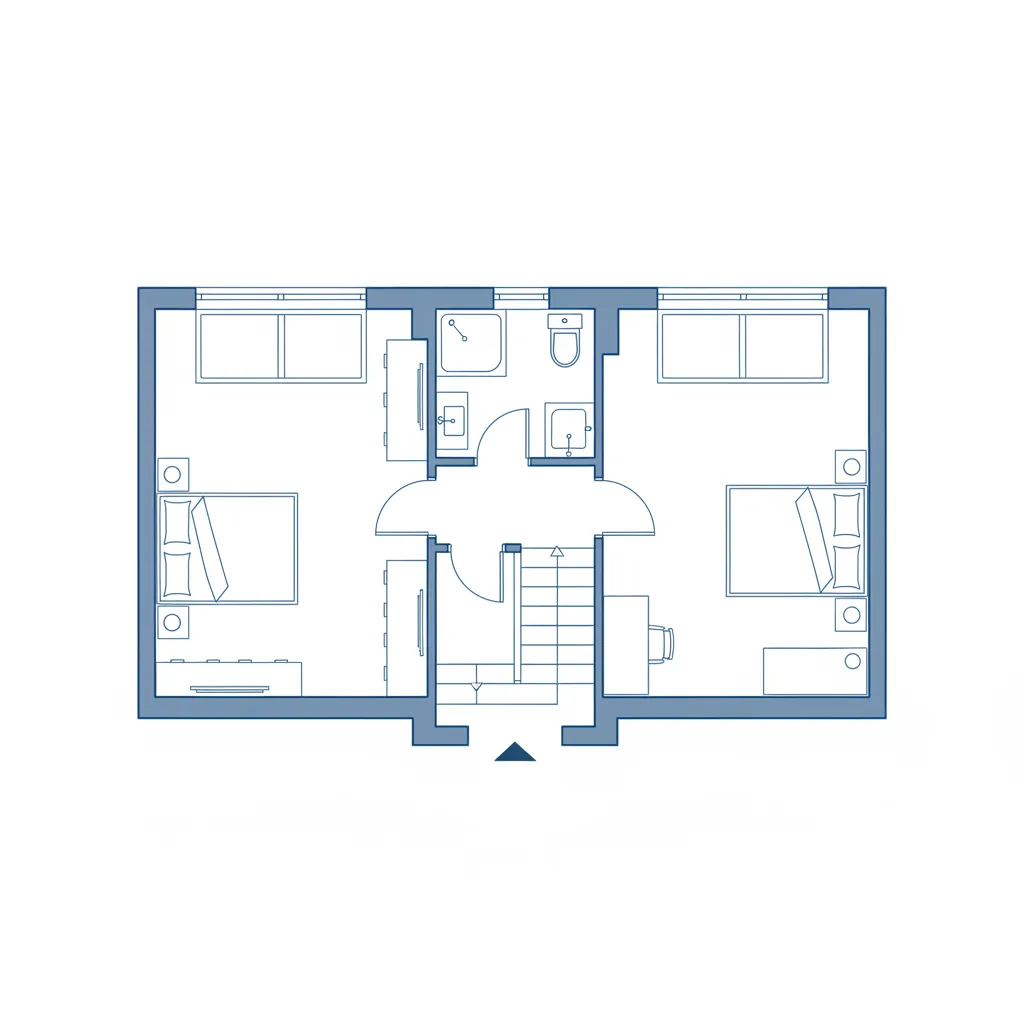 Denah lantai dua rumah kecil 7x7 meter