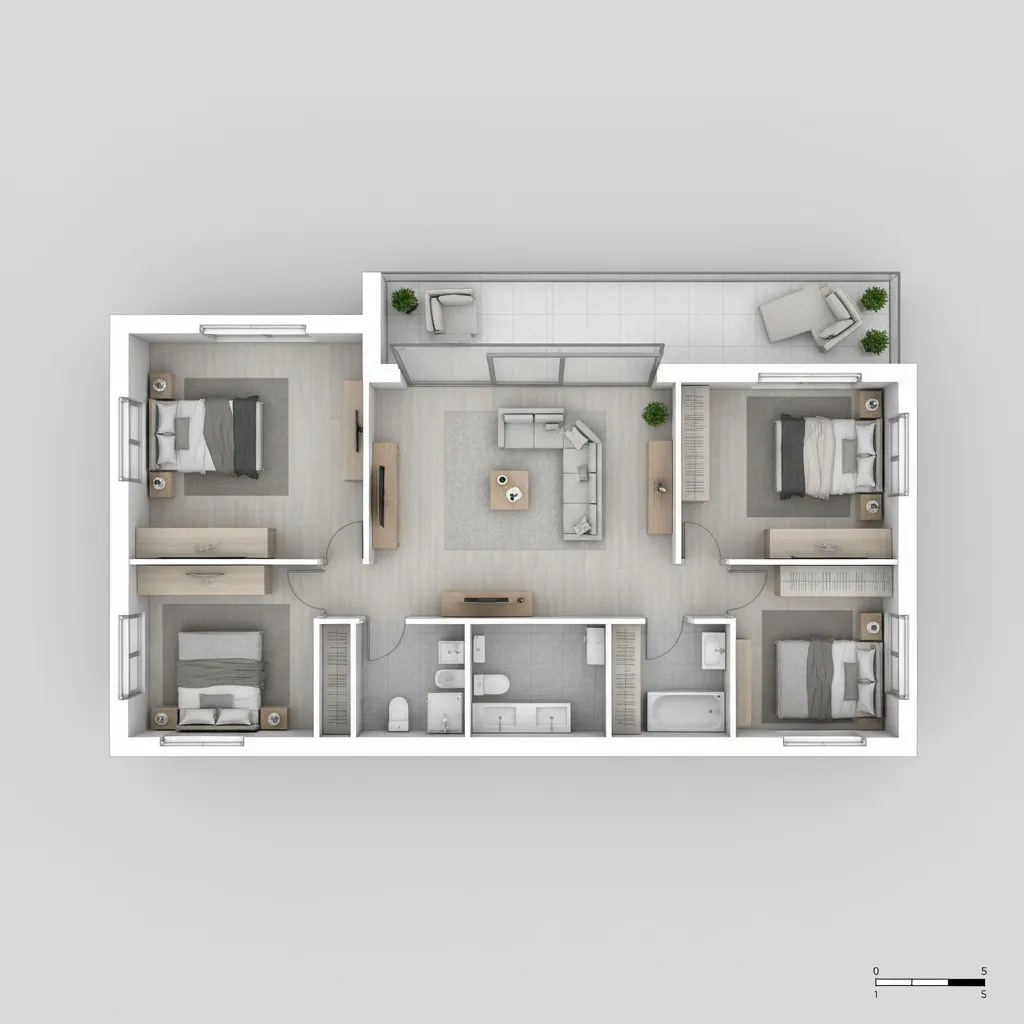 Contoh denah lantai dua rumah ukuran 9x15