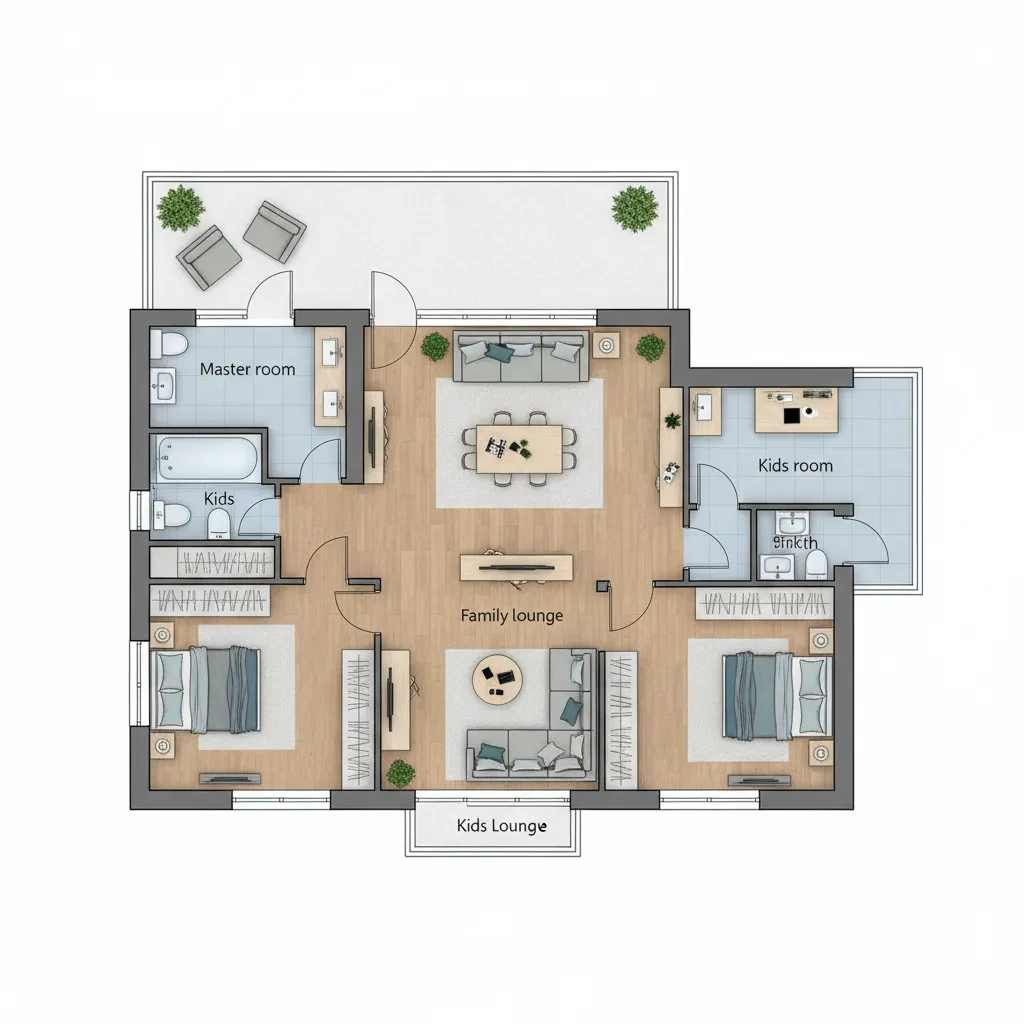 Denah lantai dua rumah type 120