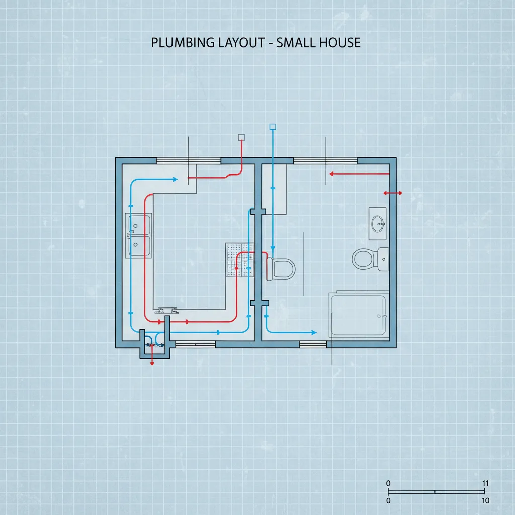 Diagram posisi dapur dan kamar mandi rumah kecil