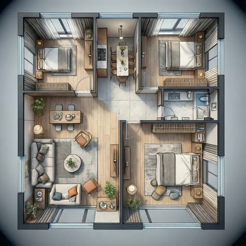 Denah Rumah Ukuran 10x10 yang Fungsional