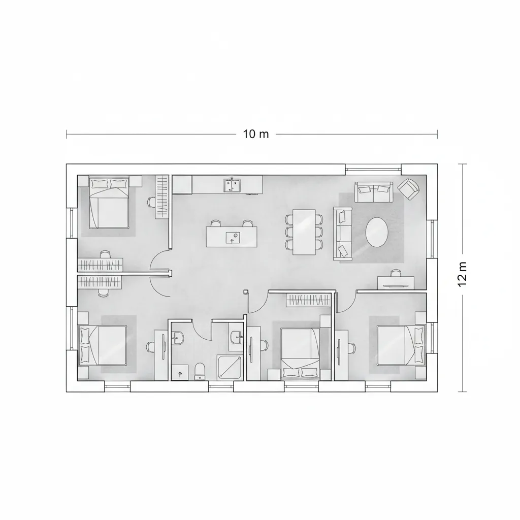 Denah Rumah 10x12 1 Lantai yang Nyaman & Fungsional