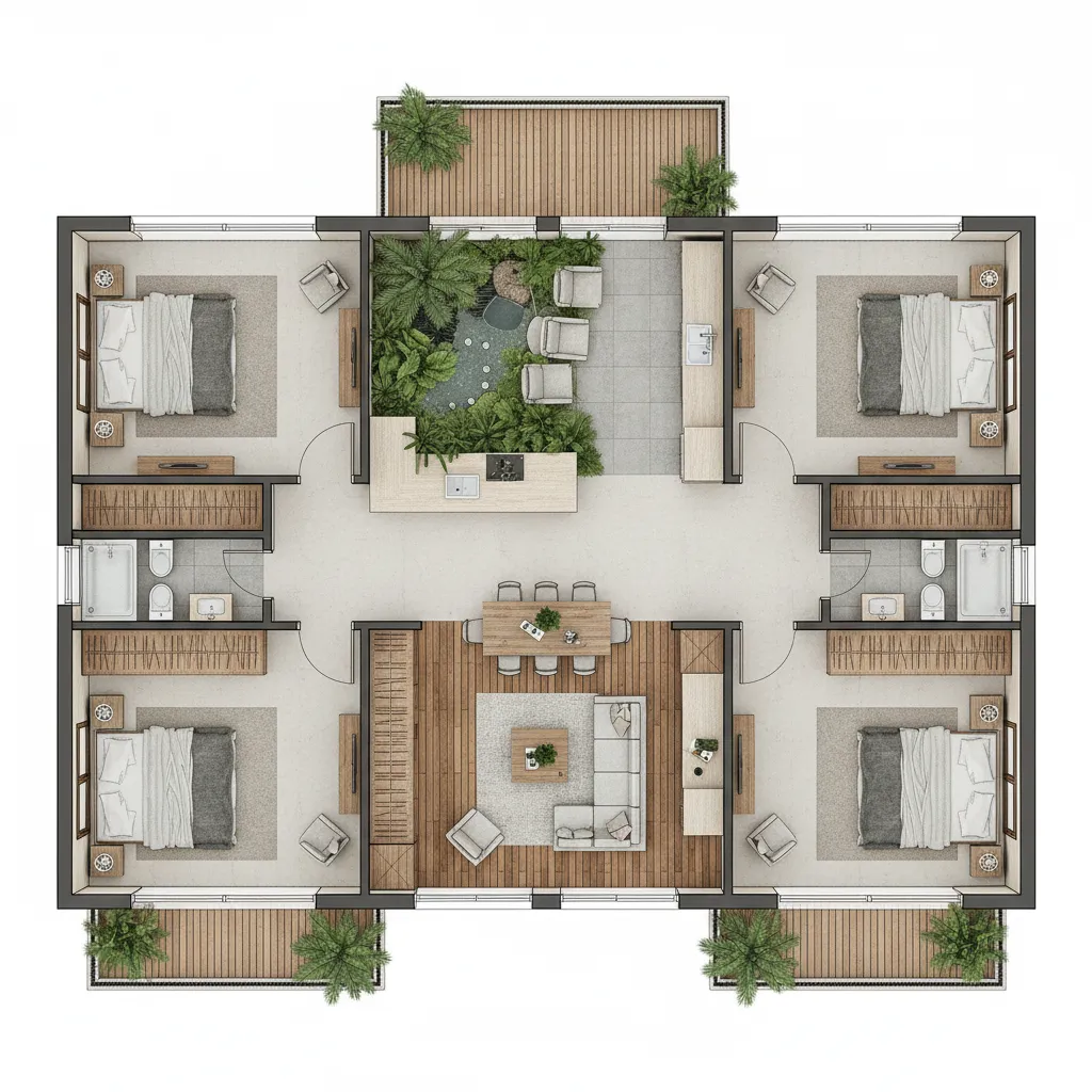 Denah Rumah 10x20 4 Kamar Tidur Nyaman & Fungsional
