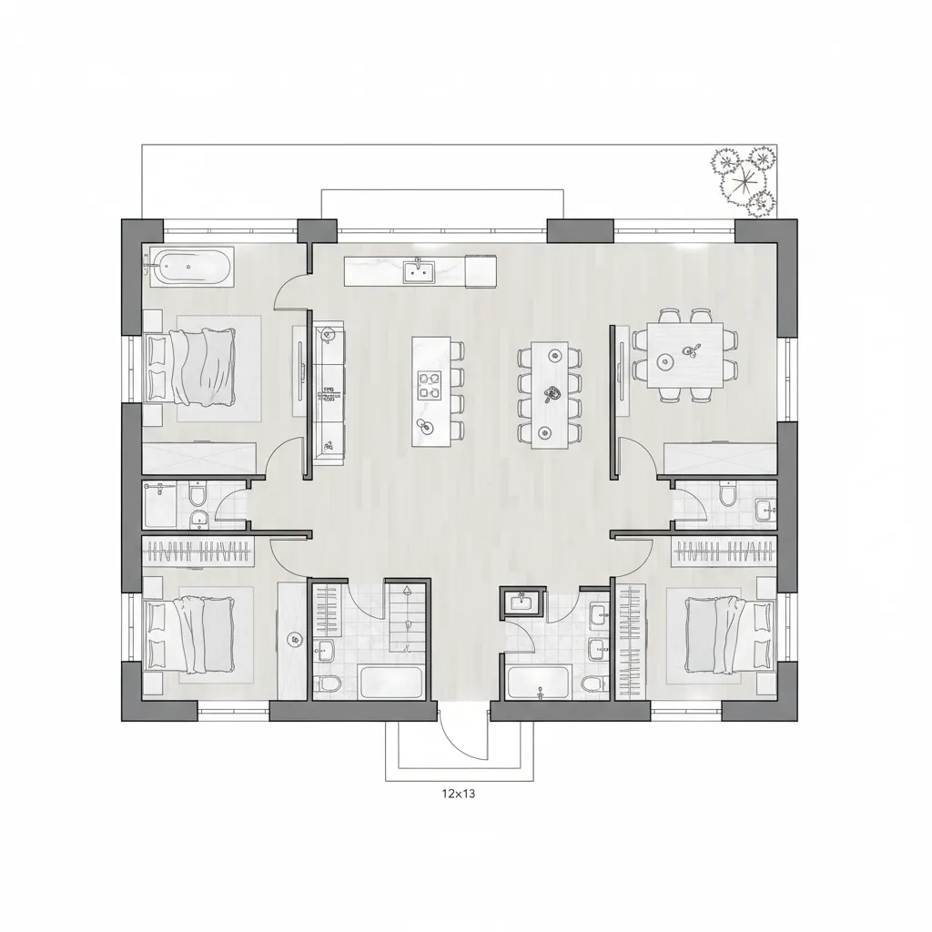 Denah Rumah 12x13 yang Fungsional dan Nyaman