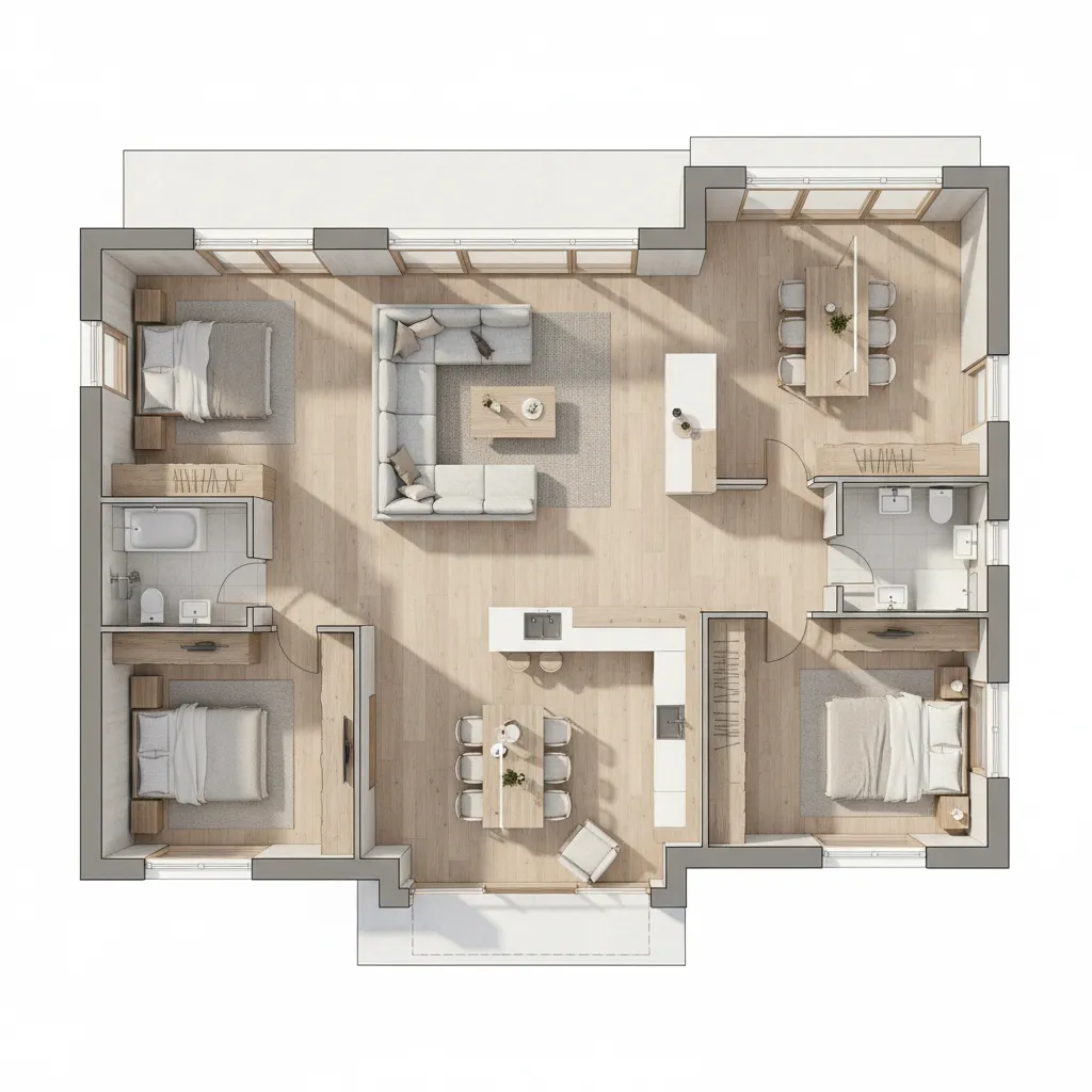 Denah Rumah Luas 150m2 yang Fungsional & Nyaman