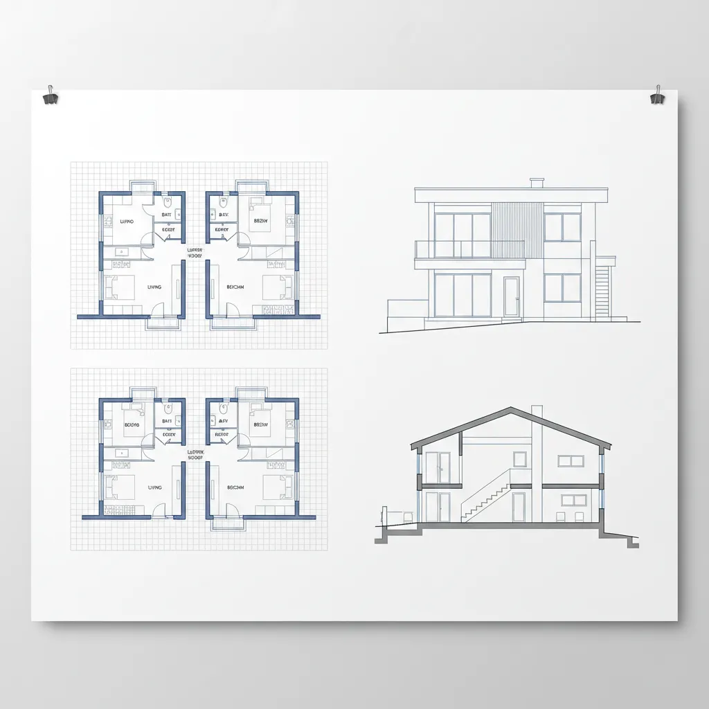 Denah Rumah 2 Lantai Beserta Tampak dan Potongan