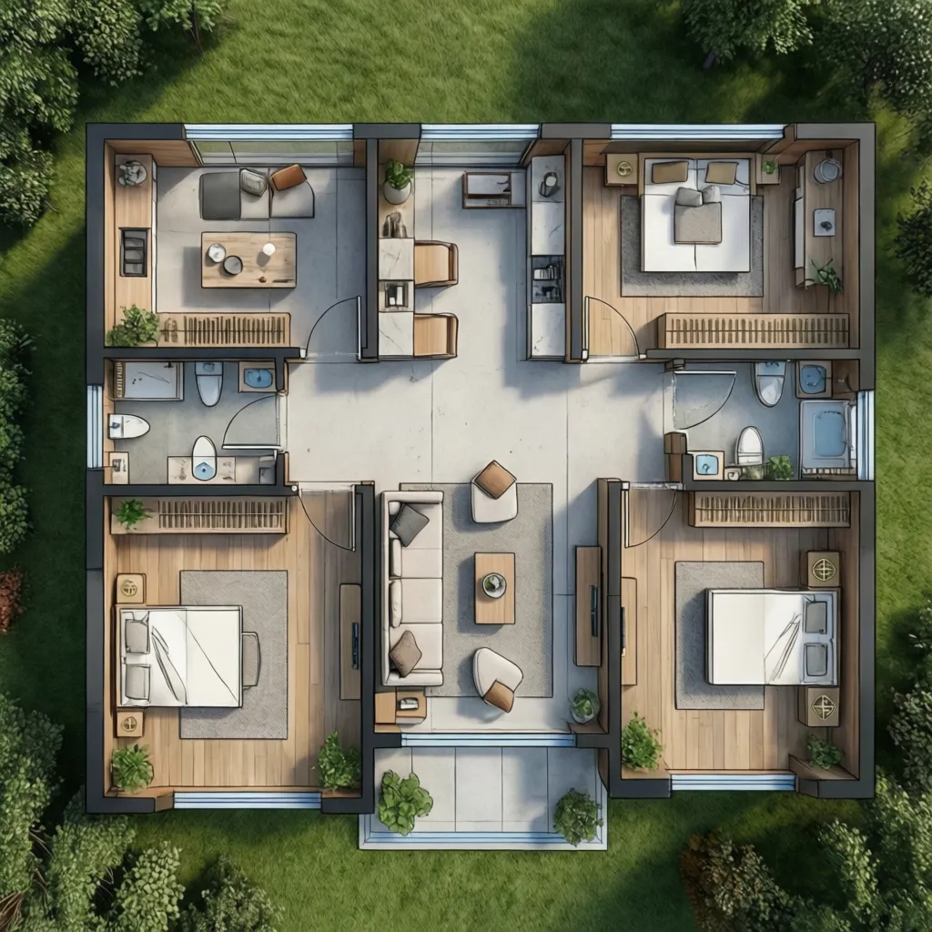 Denah Rumah 2 Lantai Type 60 yang Fungsional