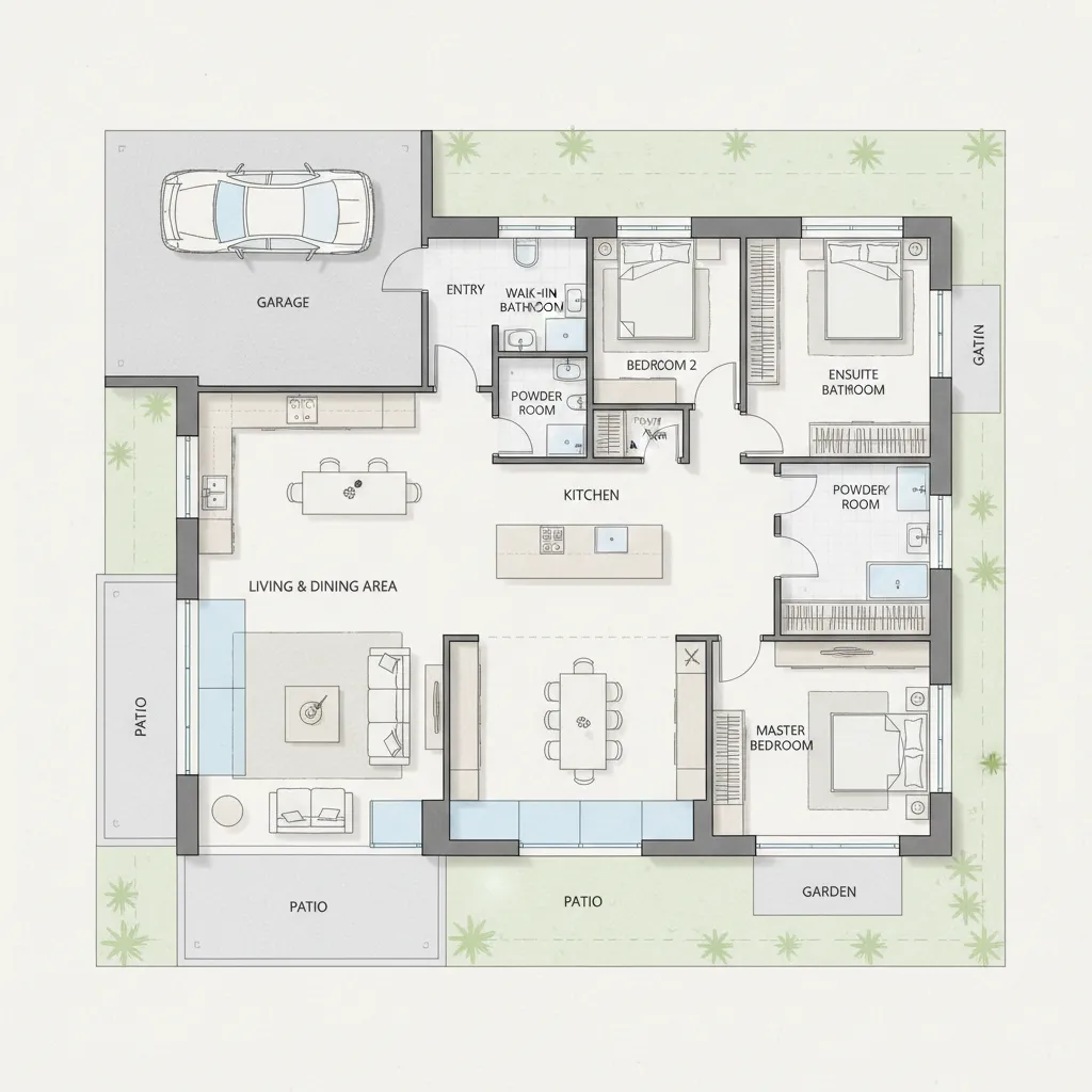 Denah Rumah 3 Kamar 1 Mushola 1 Lantai Nyaman