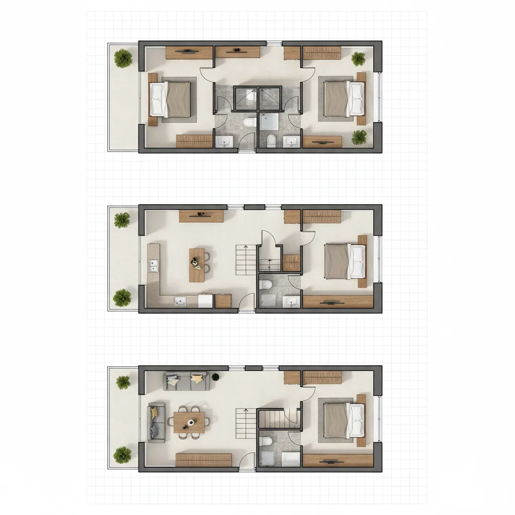 Denah Rumah 3 Lantai Lebar 6 Meter yang Efisien